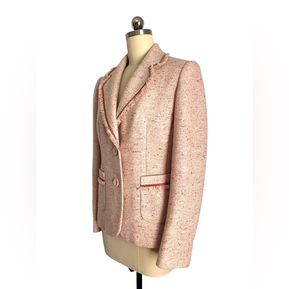 Chanel Style Classic Tweed Blazer At Studio Pale Pink Fringed Fully Lined 8 - Picture 3 of 7